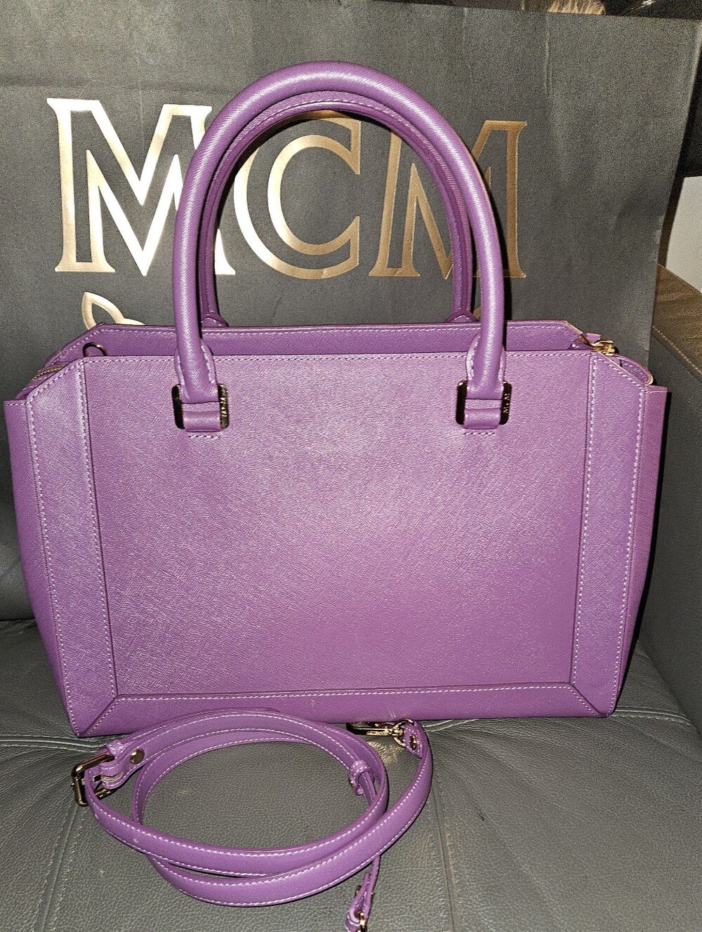 MCM Safiano Leather Large 2way Bag - Picture 6 of 12